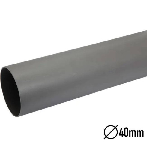 Tube PVC d40mm ep3mm Evacuation