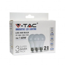 PACK 3P Ampoule LED 9W 2700k E27 V-TAC