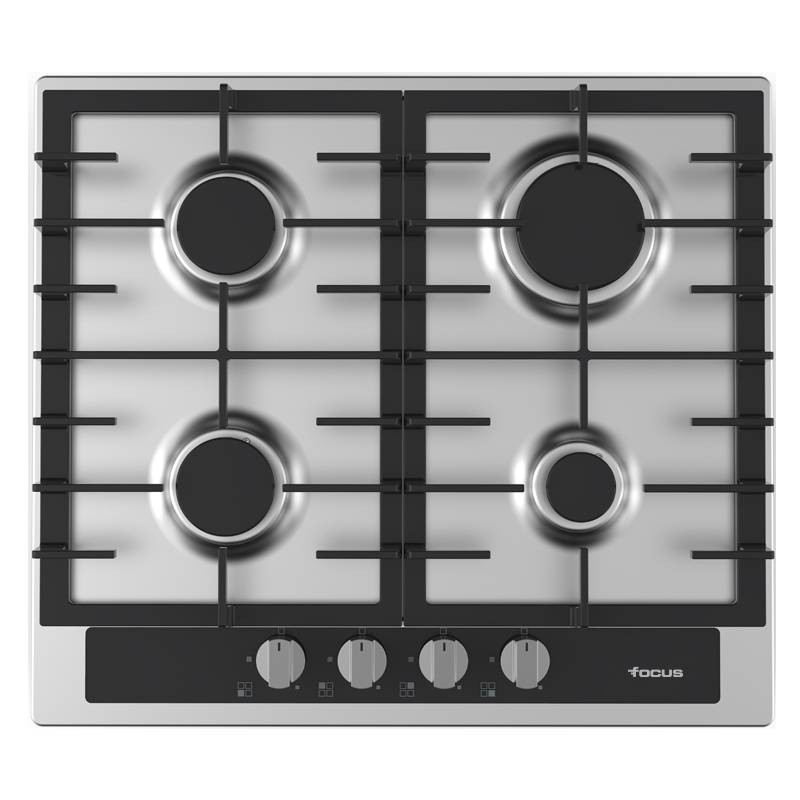Plaque 4 feux gaz 60cm GR fonte inox FOCUS