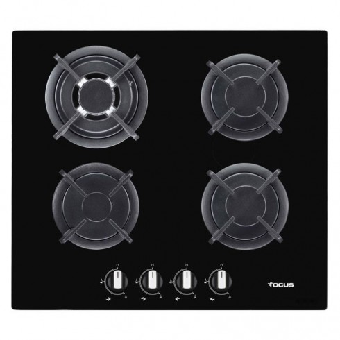 Plaque 4 feux gaz 60cm GR fonte vitro noir FOCUS
