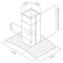 Hotte centrale 90cm inox + vitre FOCUS