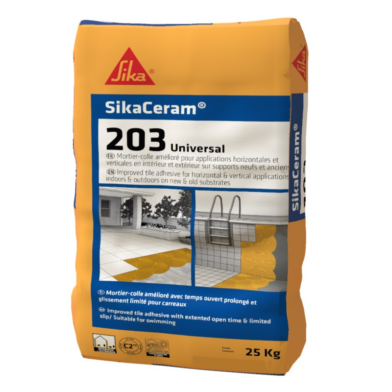 Mortier colle à carrelage C2 améliorée SikaCeram 203 Universal