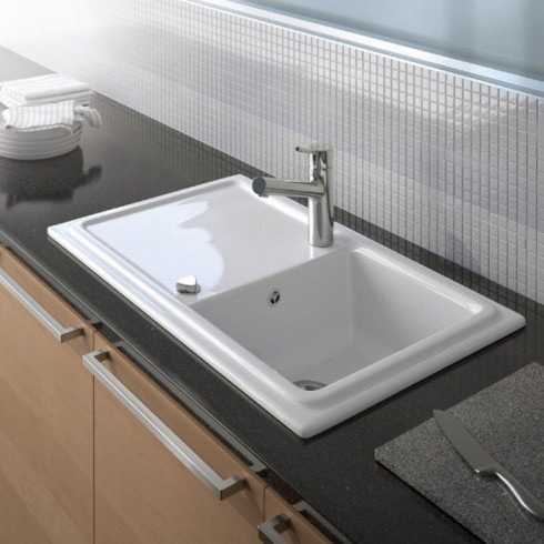 Evier de cuisine 86x50 Cassia 1 bac Blanc Brillant Duravit