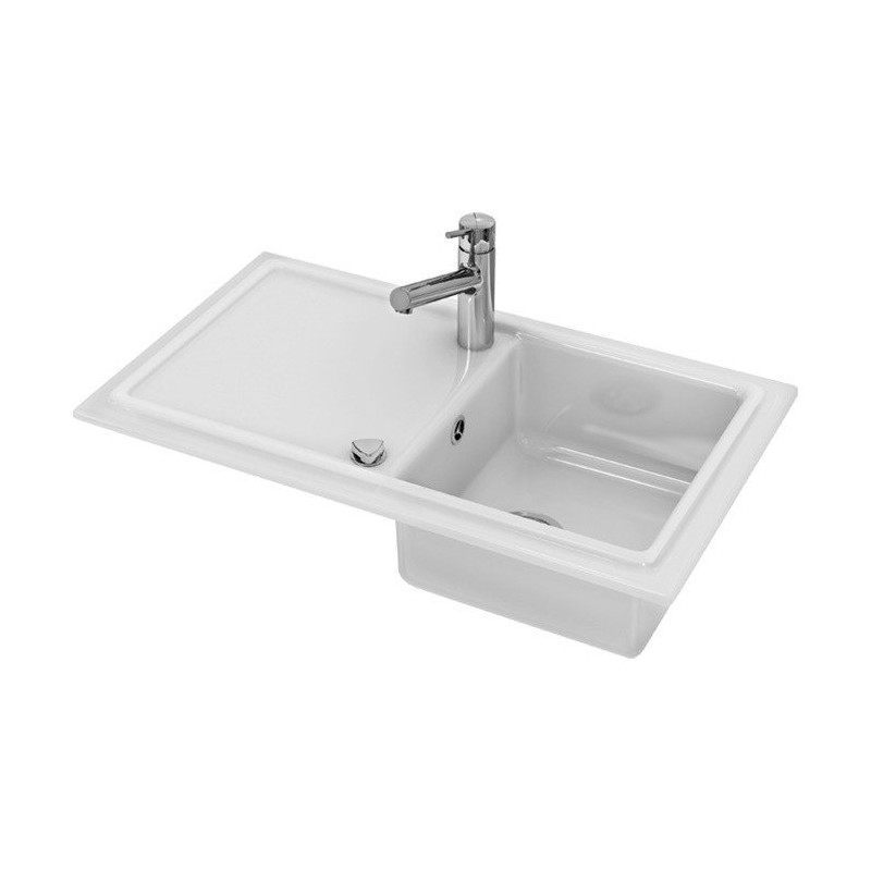Evier de cuisine 86x50 Cassia 1 bac Blanc Brillant Duravit